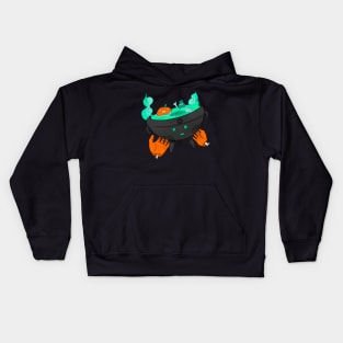 Cute Spooky Halloween Pumpkin and Skeleton Soup Kids Hoodie